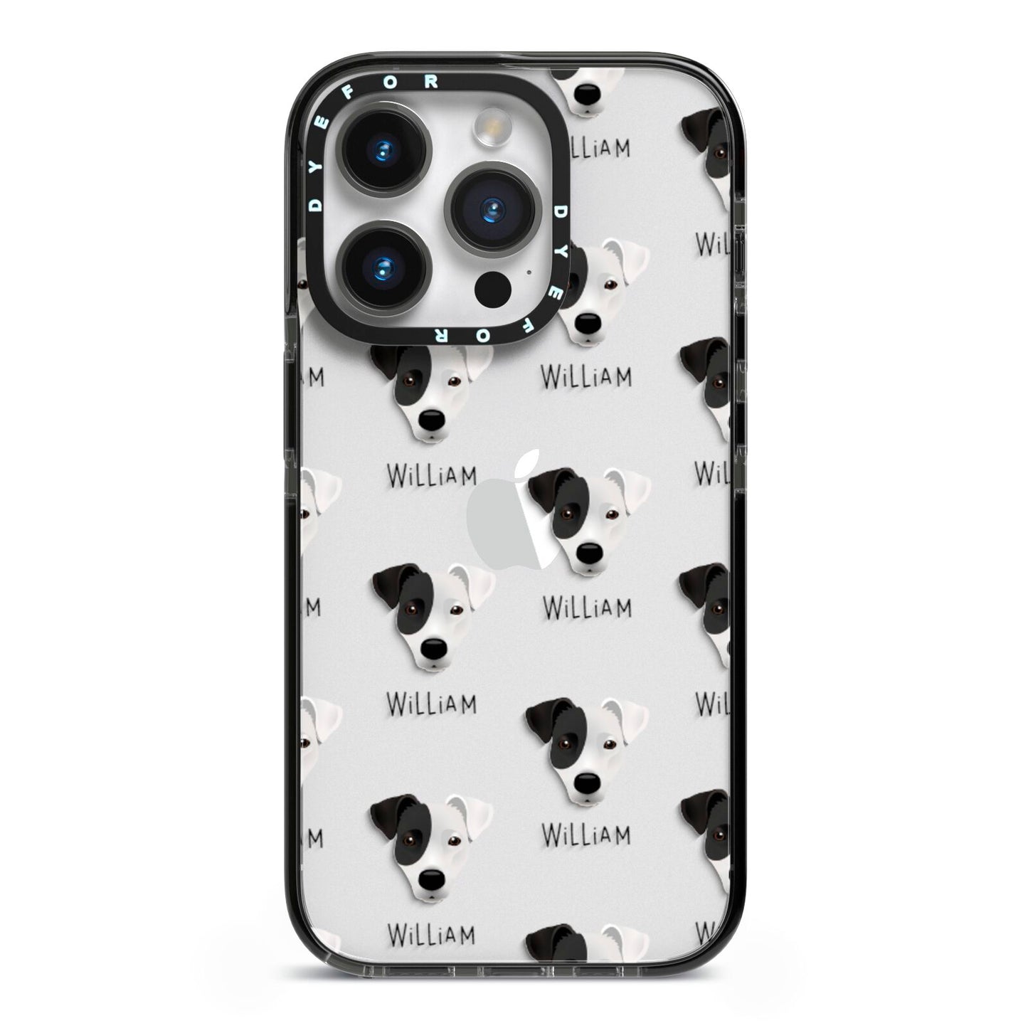 Border Jack Icon with Name iPhone 14 Pro Black Impact Case on Silver phone