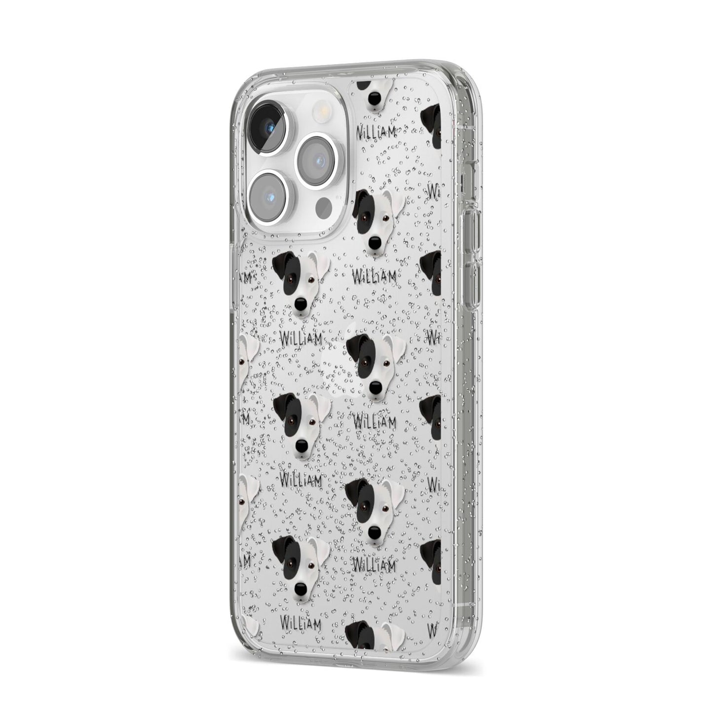 Border Jack Icon with Name iPhone 14 Pro Max Glitter Tough Case Silver Angled Image