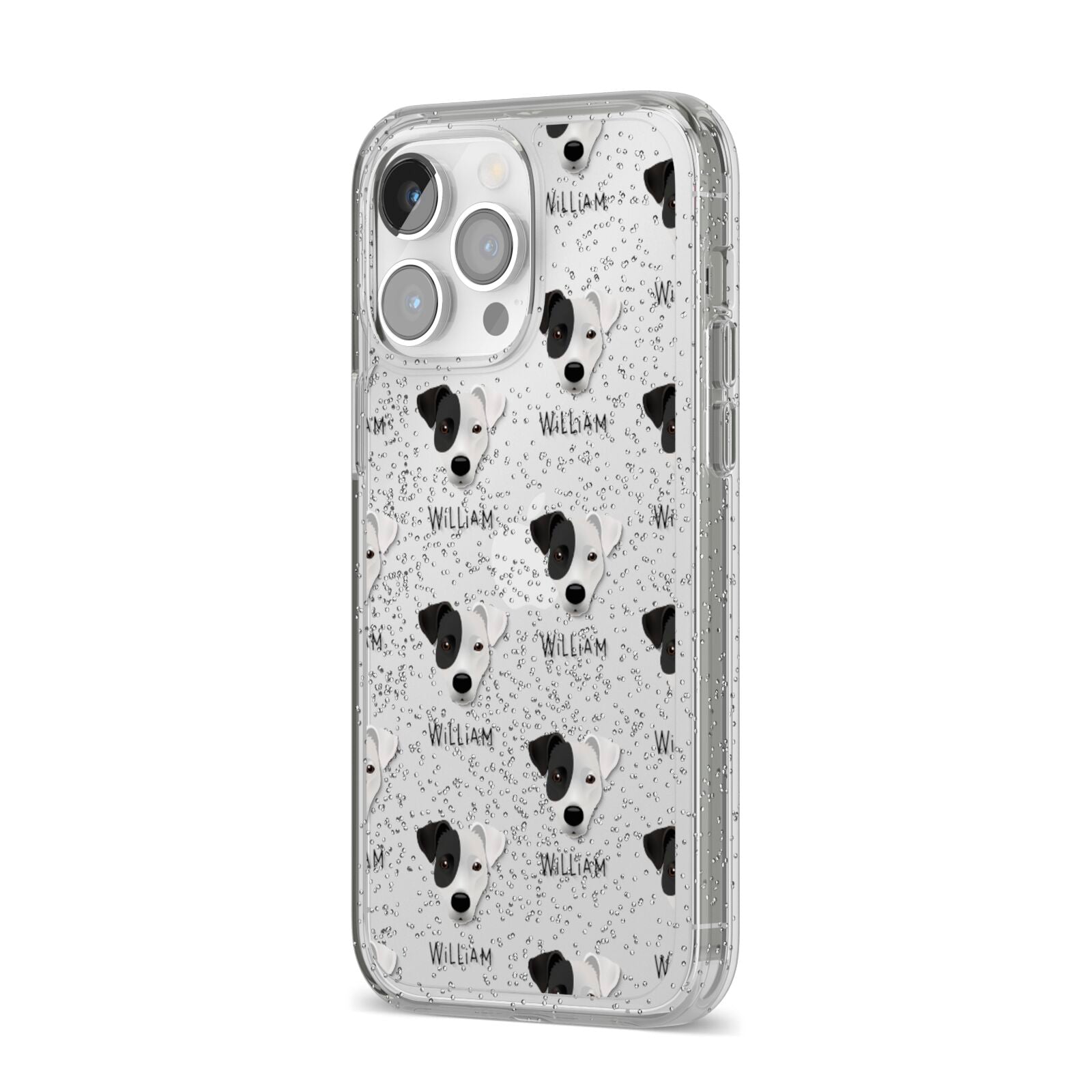 Border Jack Icon with Name iPhone 14 Pro Max Glitter Tough Case Silver Angled Image