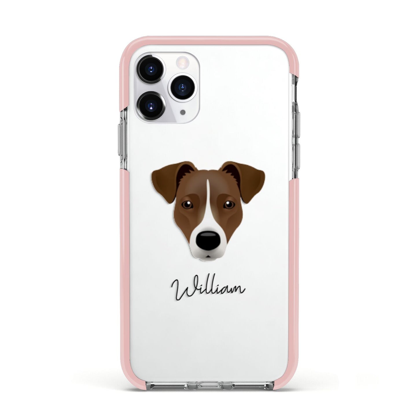 Border Jack Personalised Apple iPhone 11 Pro in Silver with Pink Impact Case