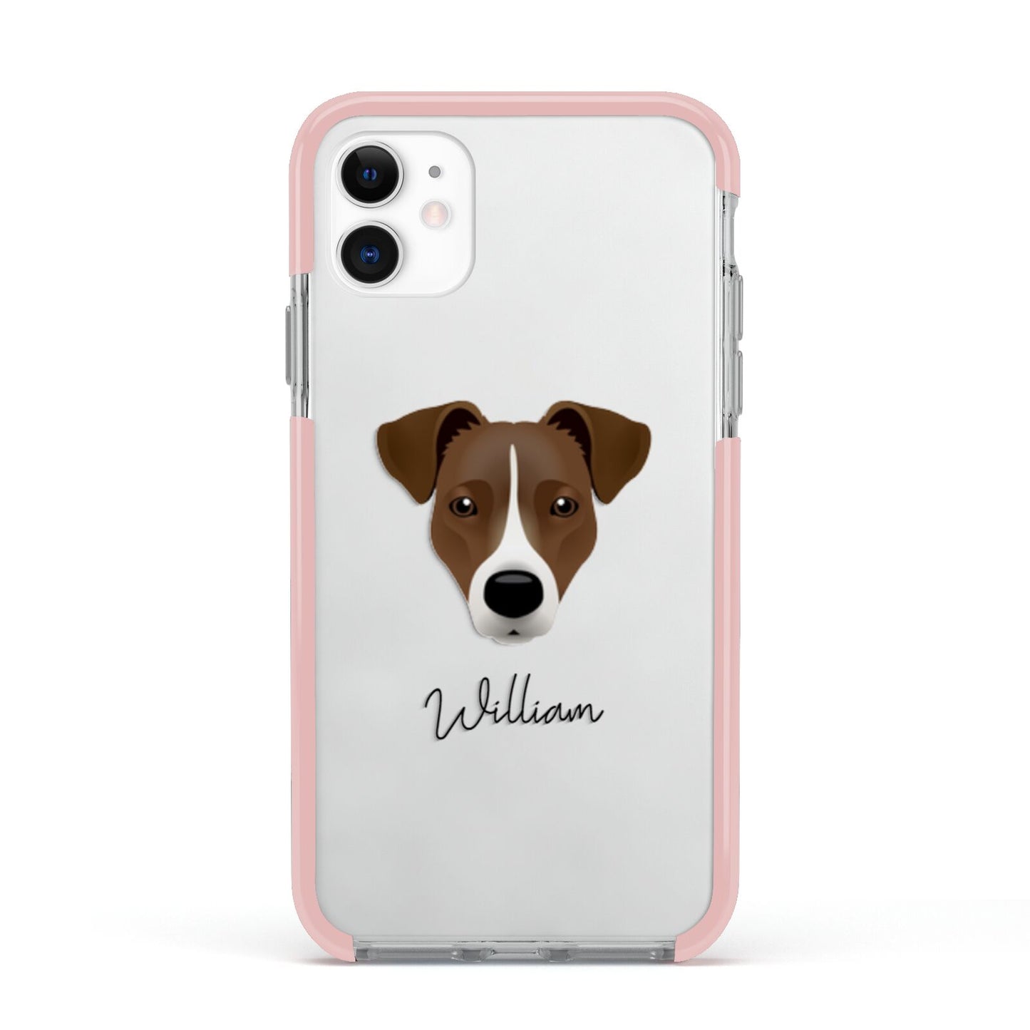 Border Jack Personalised Apple iPhone 11 in White with Pink Impact Case