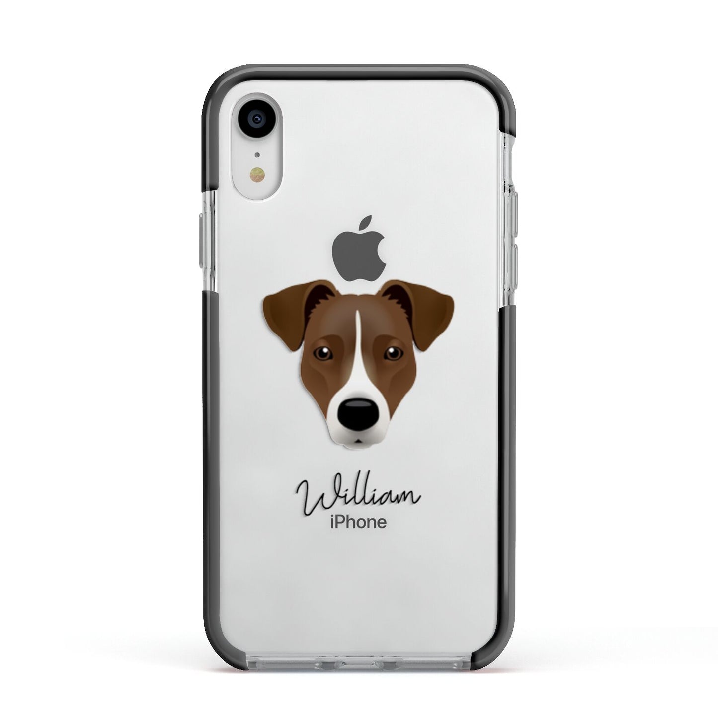 Border Jack Personalised Apple iPhone XR Impact Case Black Edge on Silver Phone