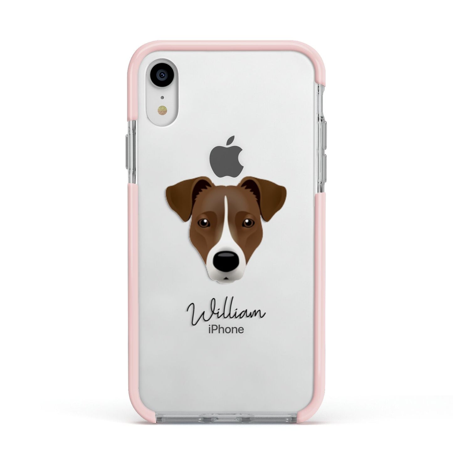 Border Jack Personalised Apple iPhone XR Impact Case Pink Edge on Silver Phone