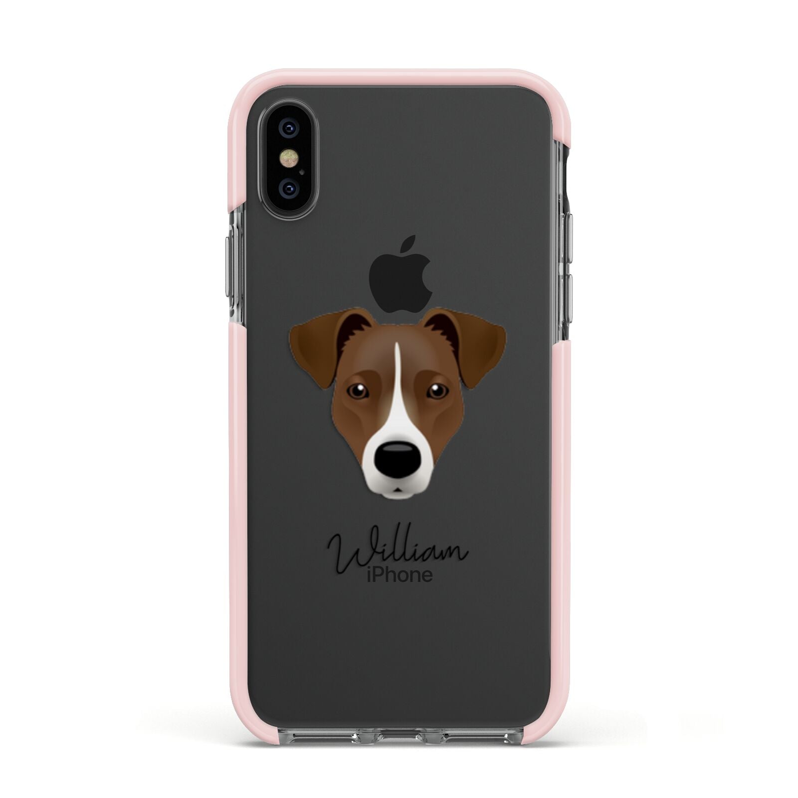 Border Jack Personalised Apple iPhone Xs Impact Case Pink Edge on Black Phone