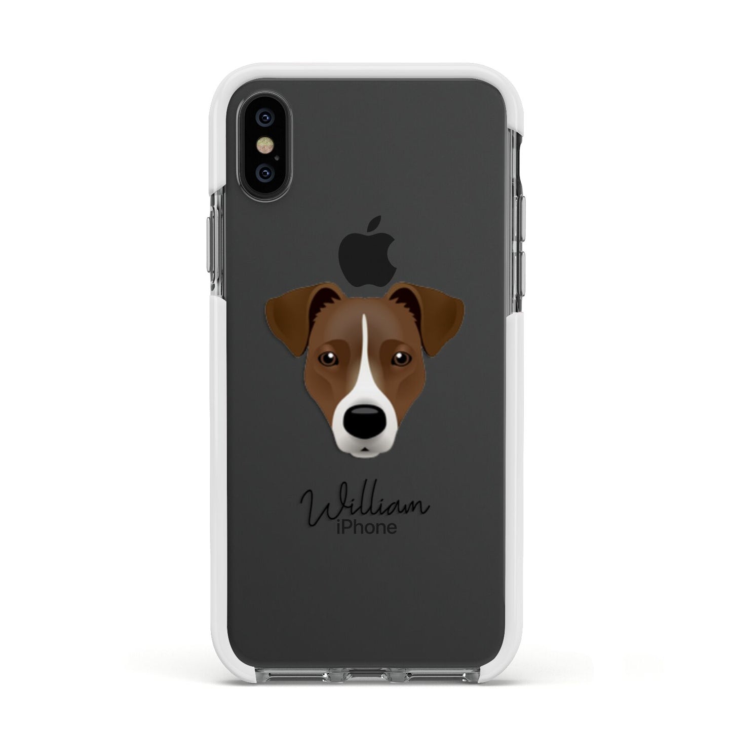 Border Jack Personalised Apple iPhone Xs Impact Case White Edge on Black Phone