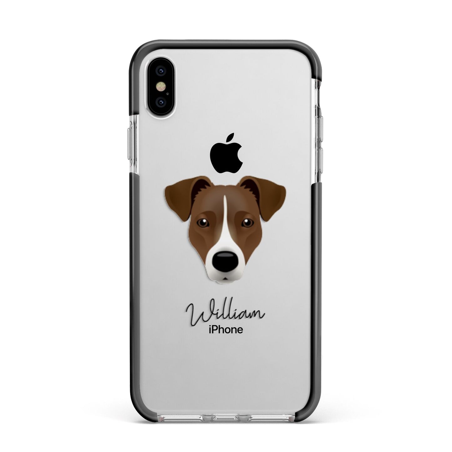 Border Jack Personalised Apple iPhone Xs Max Impact Case Black Edge on Silver Phone