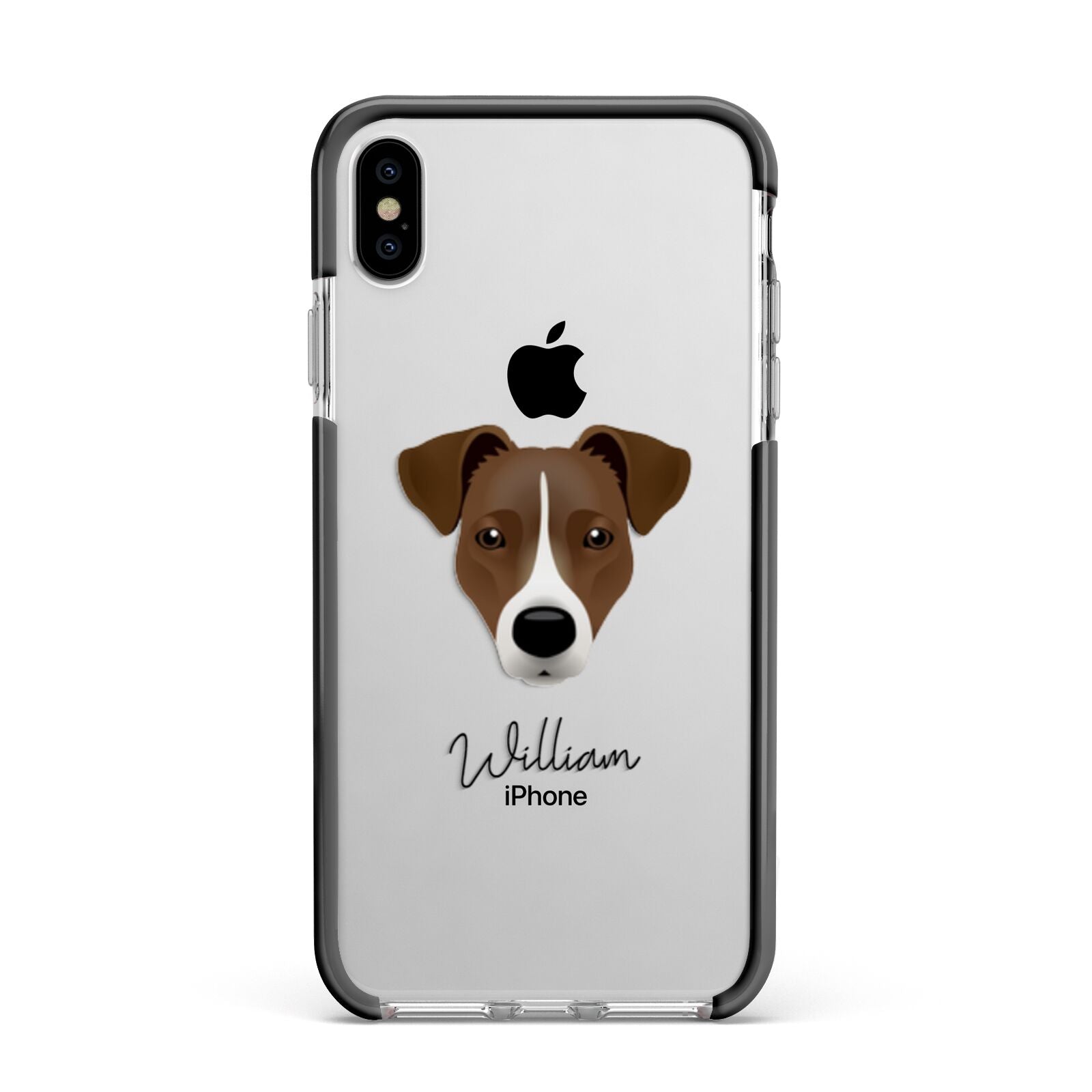 Border Jack Personalised Apple iPhone Xs Max Impact Case Black Edge on Silver Phone