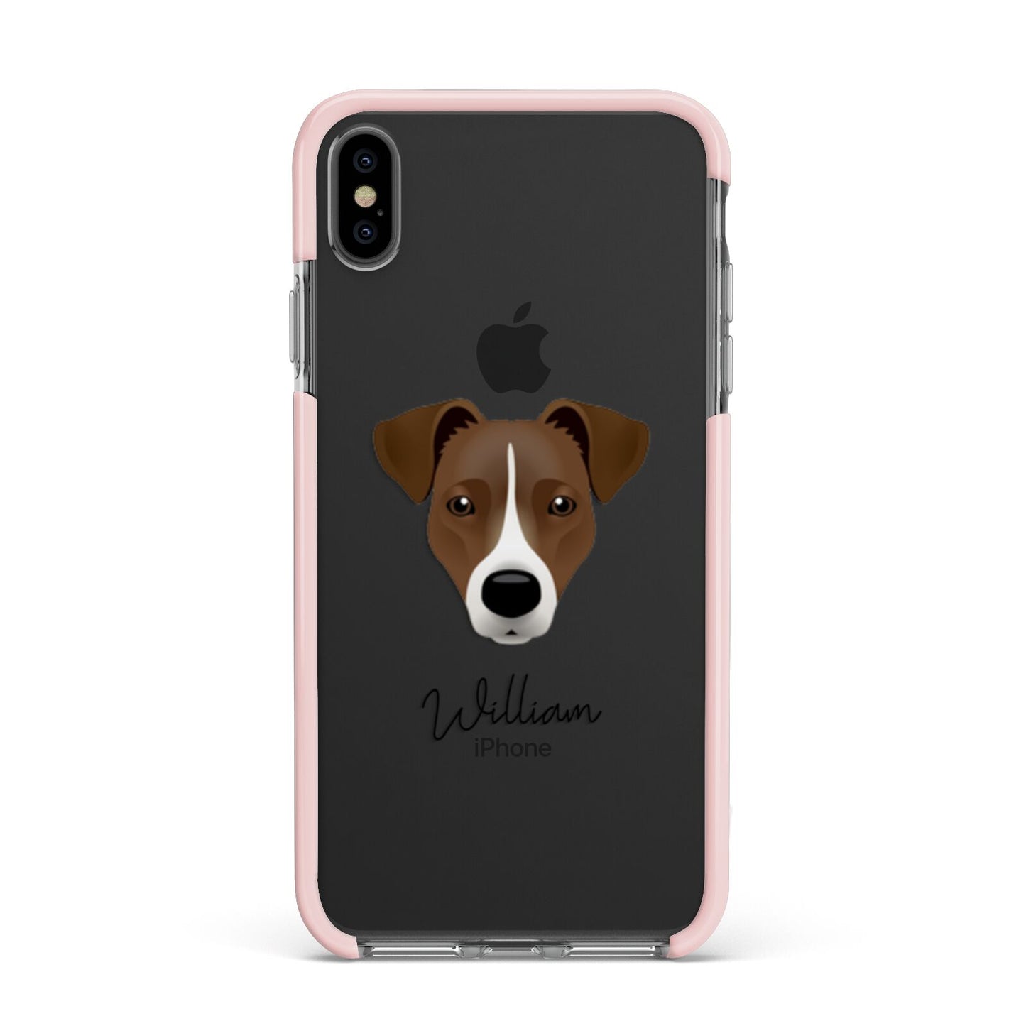 Border Jack Personalised Apple iPhone Xs Max Impact Case Pink Edge on Black Phone
