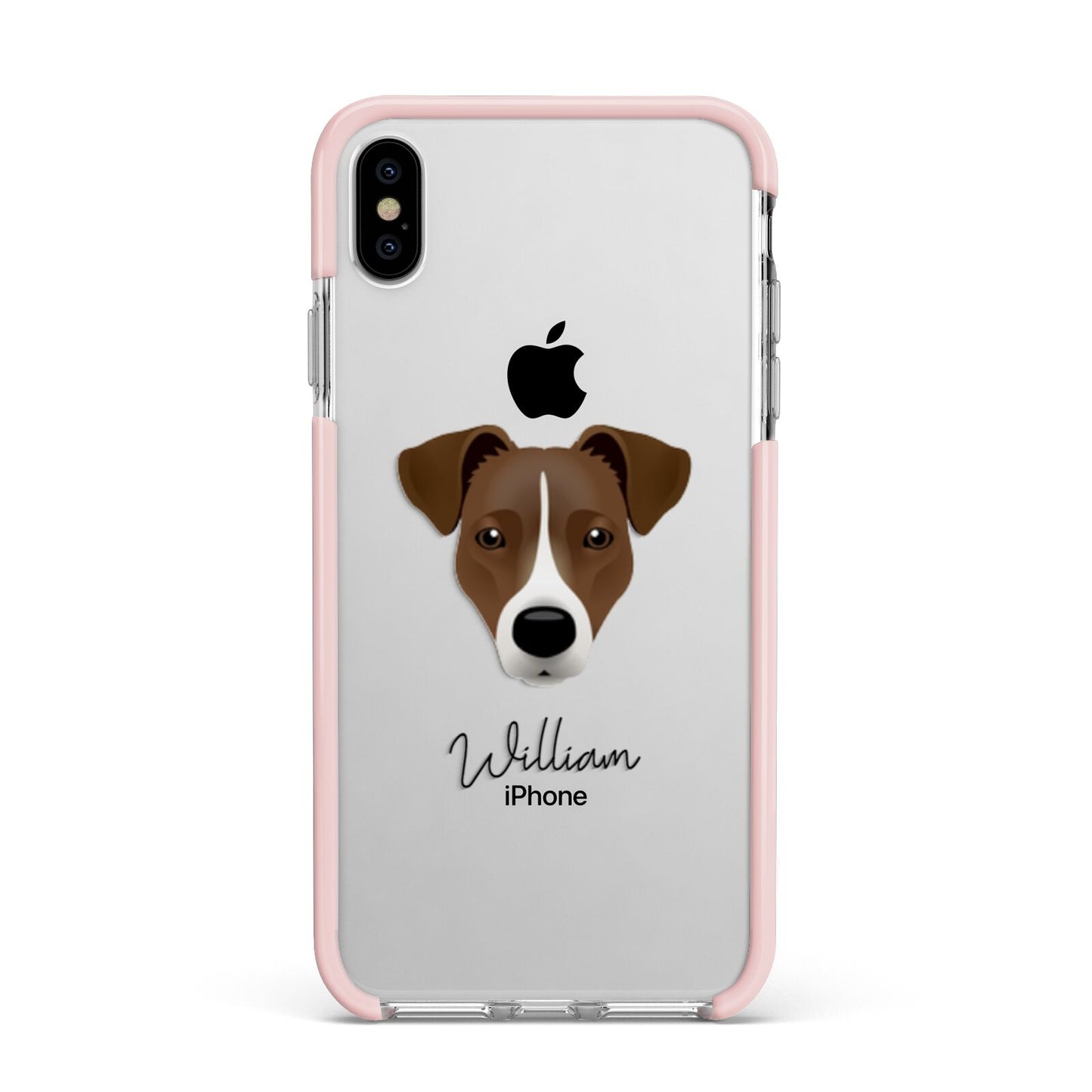 Border Jack Personalised Apple iPhone Xs Max Impact Case Pink Edge on Silver Phone