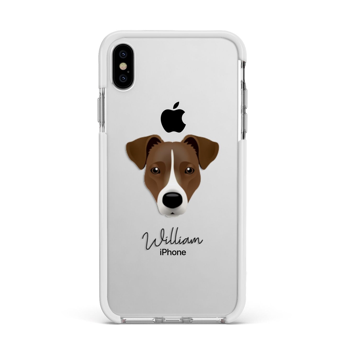 Border Jack Personalised Apple iPhone Xs Max Impact Case White Edge on Silver Phone