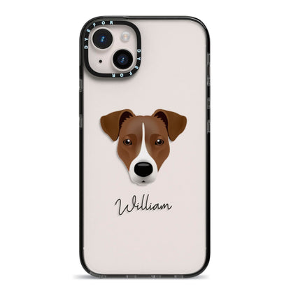Border Jack Personalised iPhone 14 Plus Black Impact Case on Silver phone