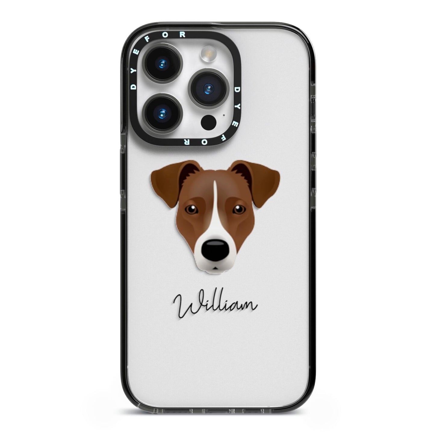 Border Jack Personalised iPhone 14 Pro Black Impact Case on Silver phone