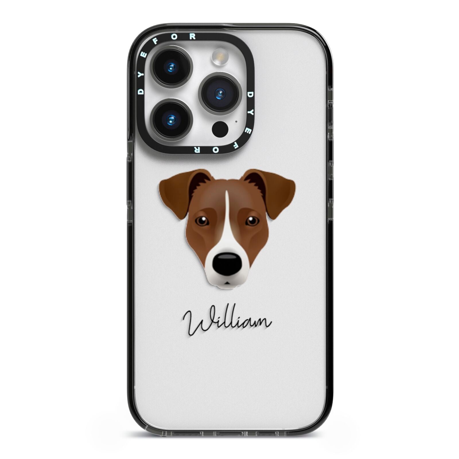 Border Jack Personalised iPhone 14 Pro Black Impact Case on Silver phone