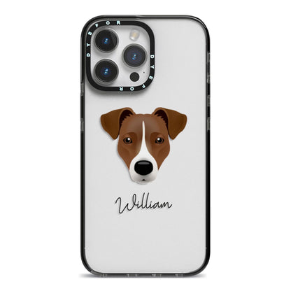 Border Jack Personalised iPhone 14 Pro Max Black Impact Case on Silver phone