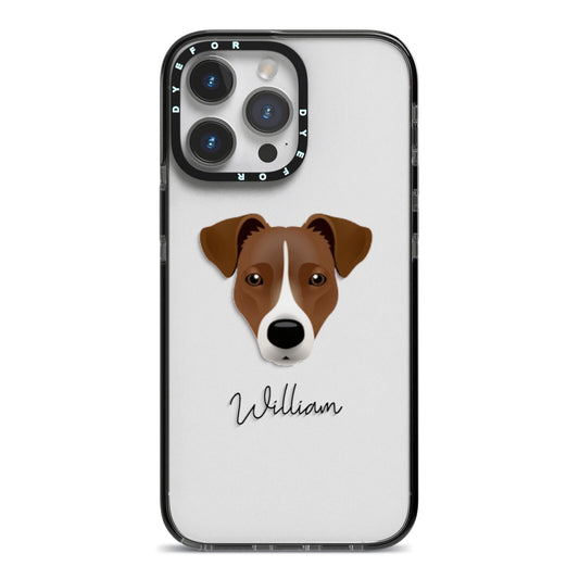 Border Jack Personalised iPhone 14 Pro Max Black Impact Case on Silver phone