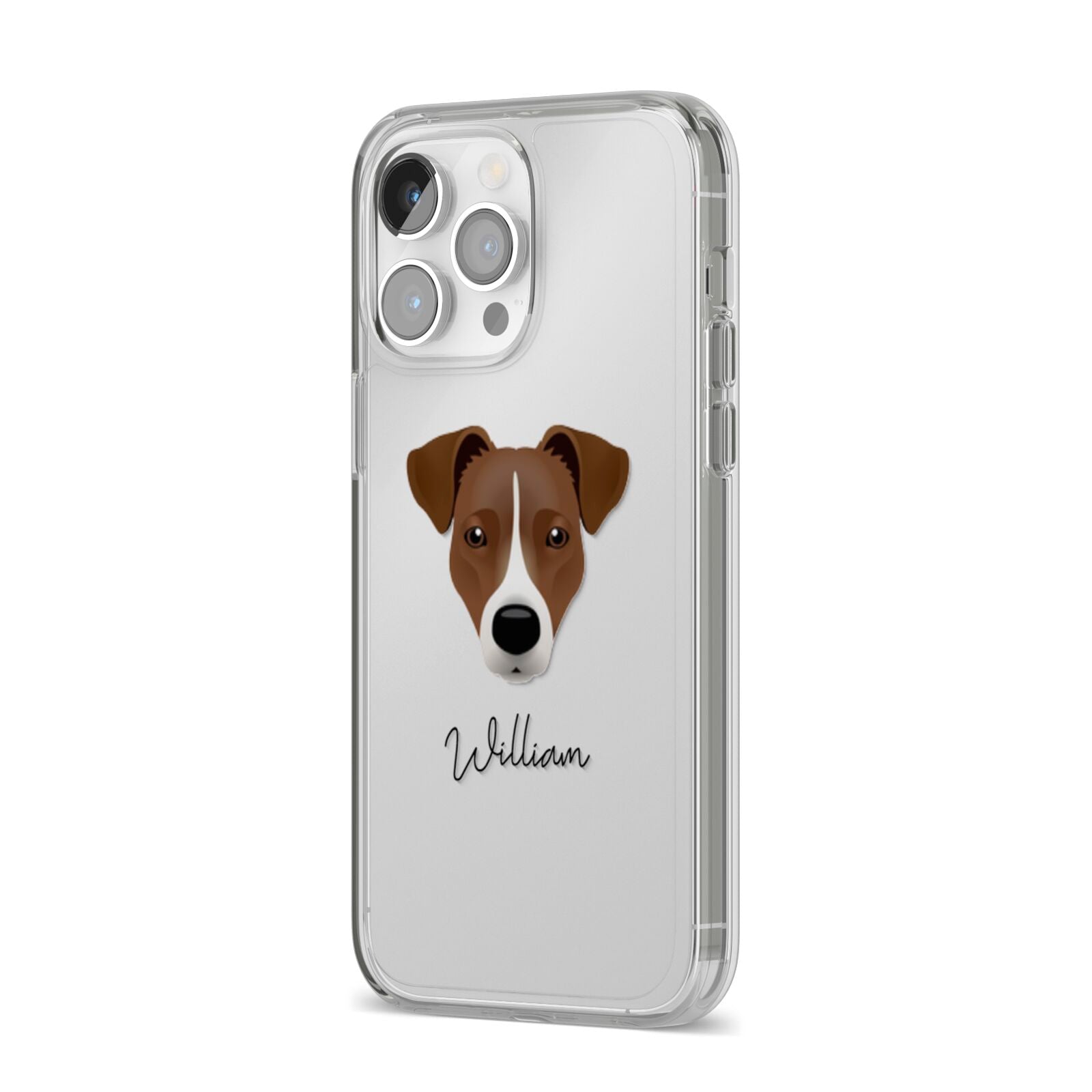 Border Jack Personalised iPhone 14 Pro Max Clear Tough Case Silver Angled Image