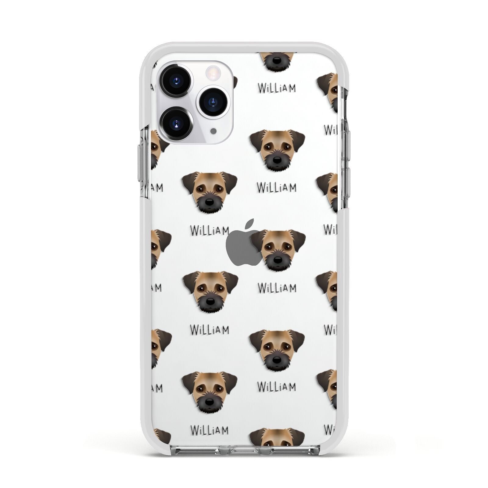 Border Terrier Icon with Name Apple iPhone 11 Pro in Silver with White Impact Case