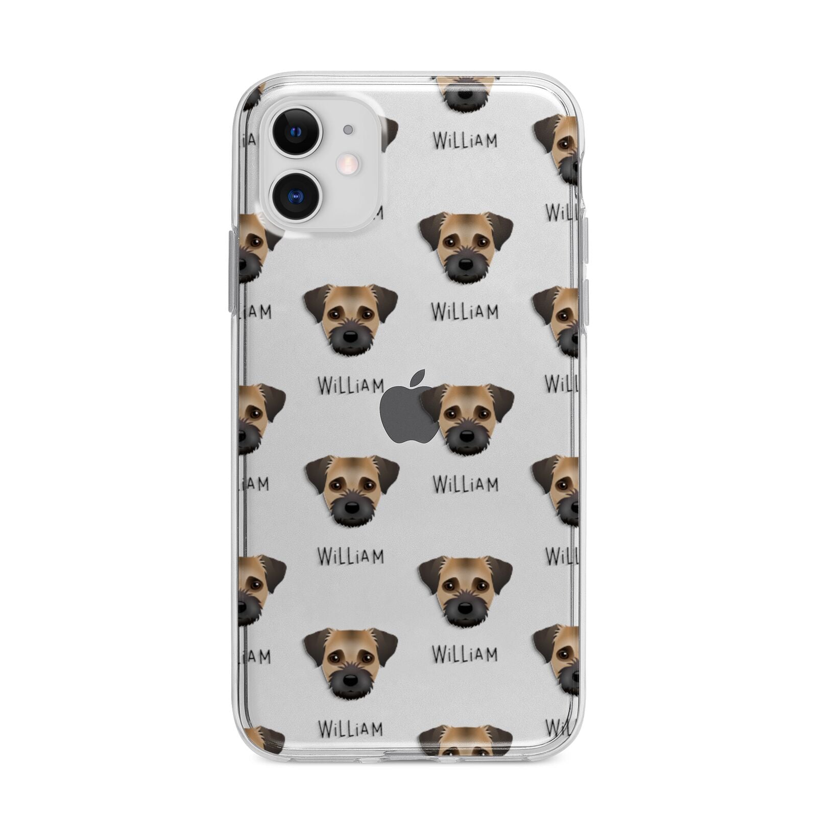 Border Terrier Icon with Name Apple iPhone 11 in White with Bumper Case