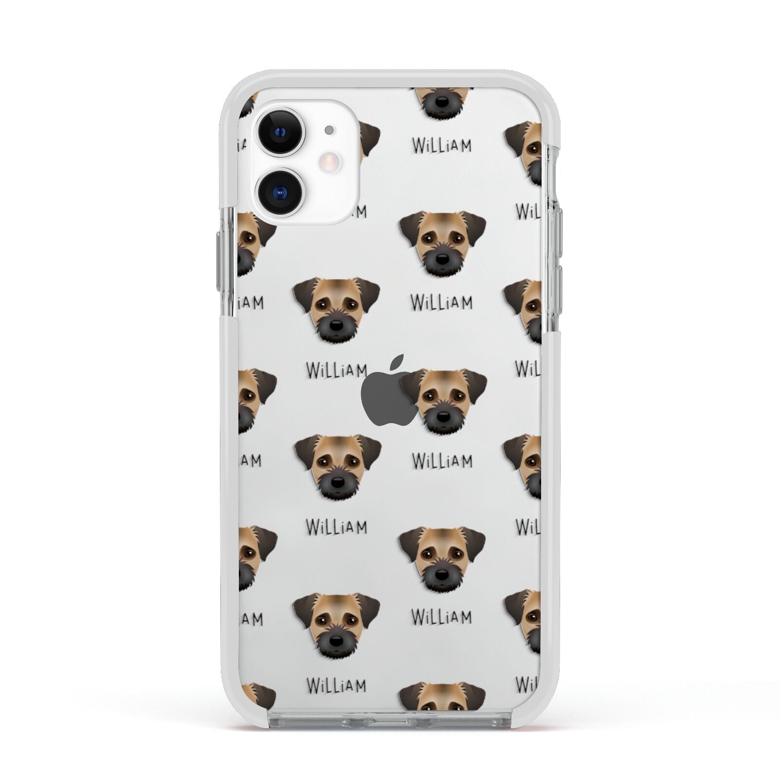 Border Terrier Icon with Name Apple iPhone 11 in White with White Impact Case