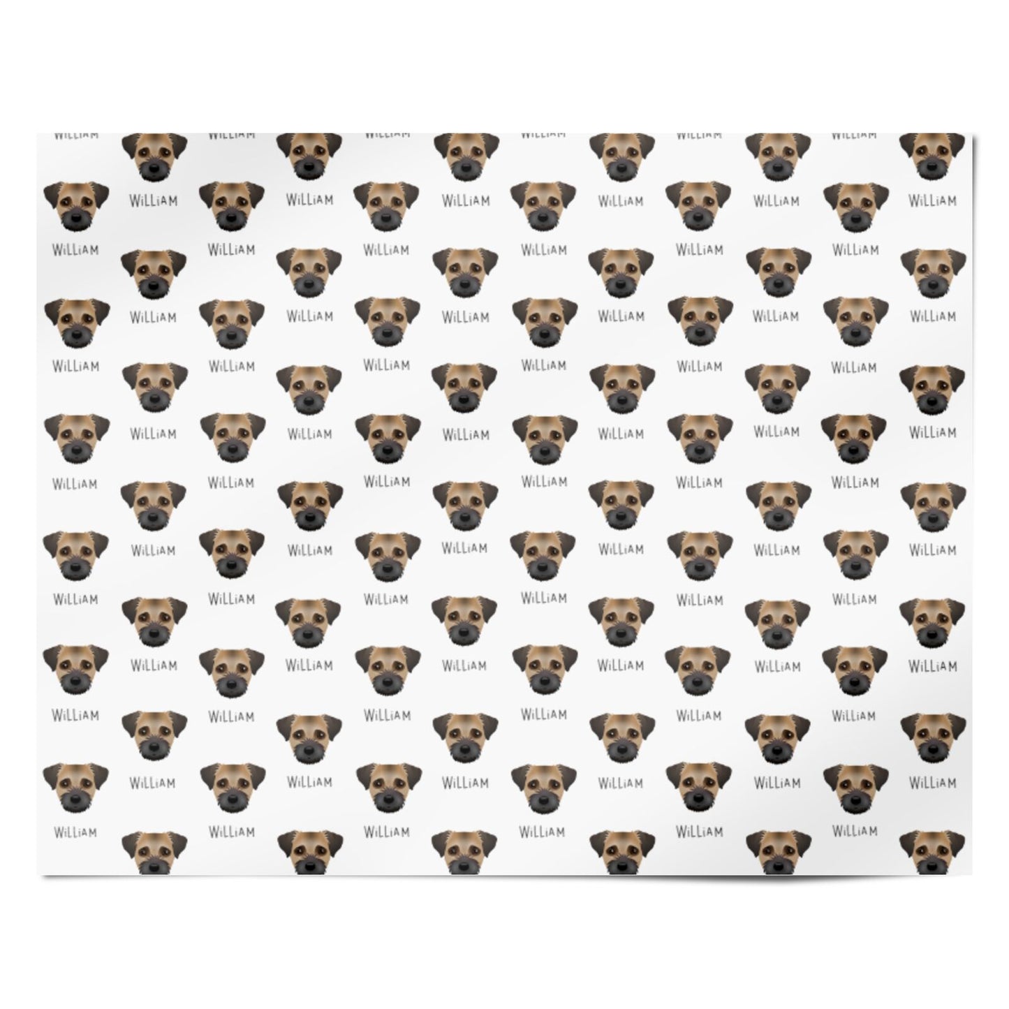 Border Terrier Icon with Name Personalised Wrapping Paper Alternative