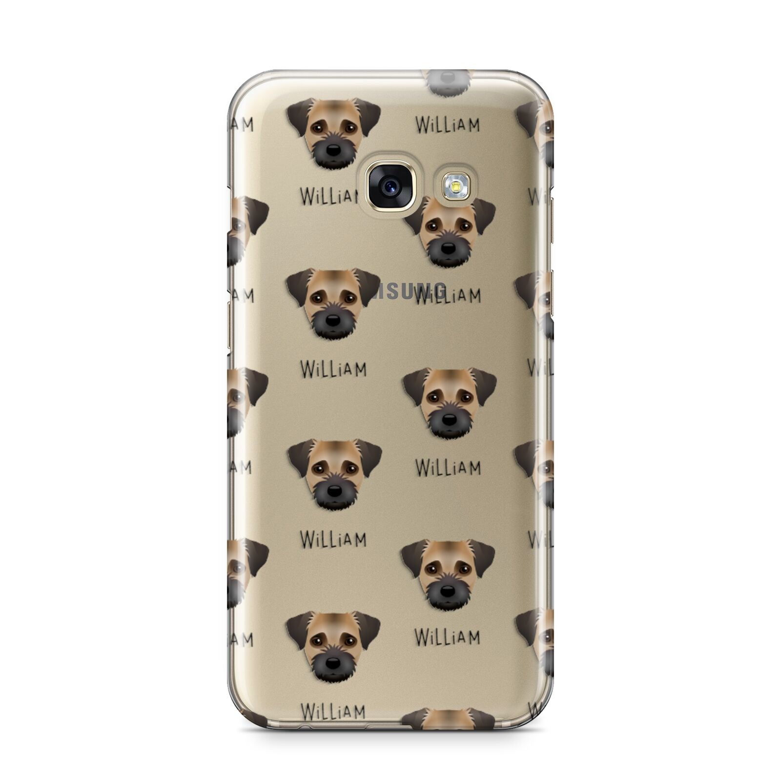 Border Terrier Icon with Name Samsung Galaxy A3 2017 Case on gold phone
