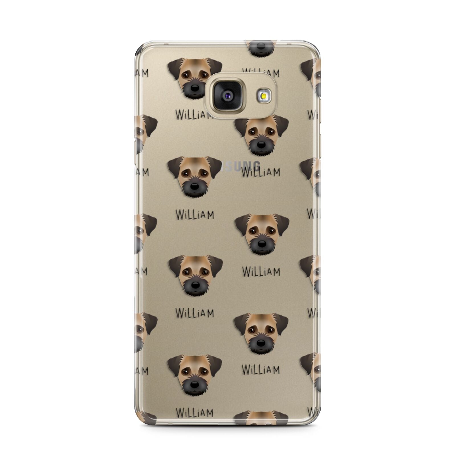Border Terrier Icon with Name Samsung Galaxy A7 2016 Case on gold phone