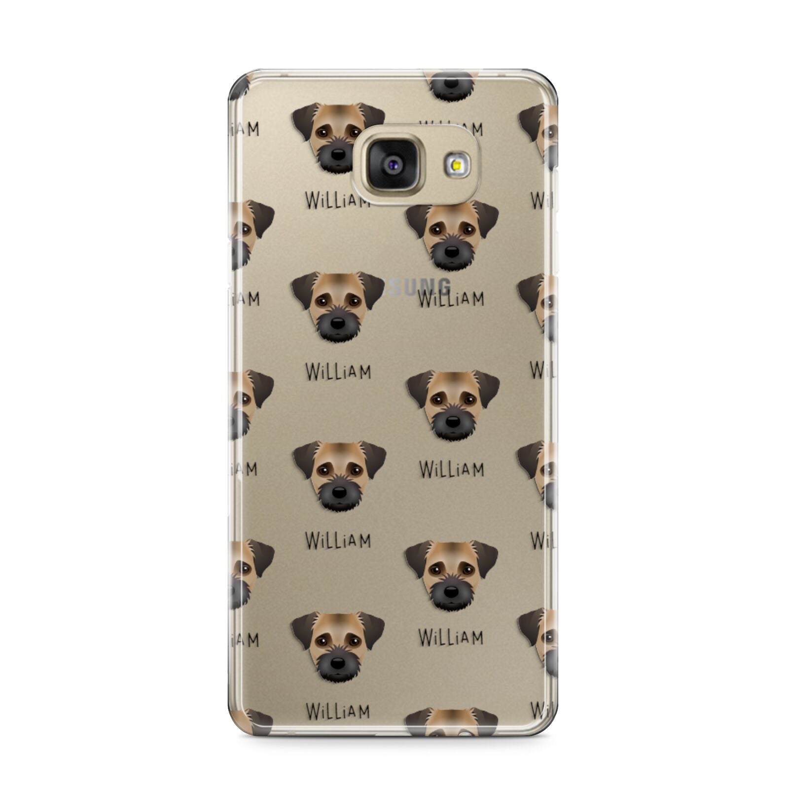 Border Terrier Icon with Name Samsung Galaxy A9 2016 Case on gold phone