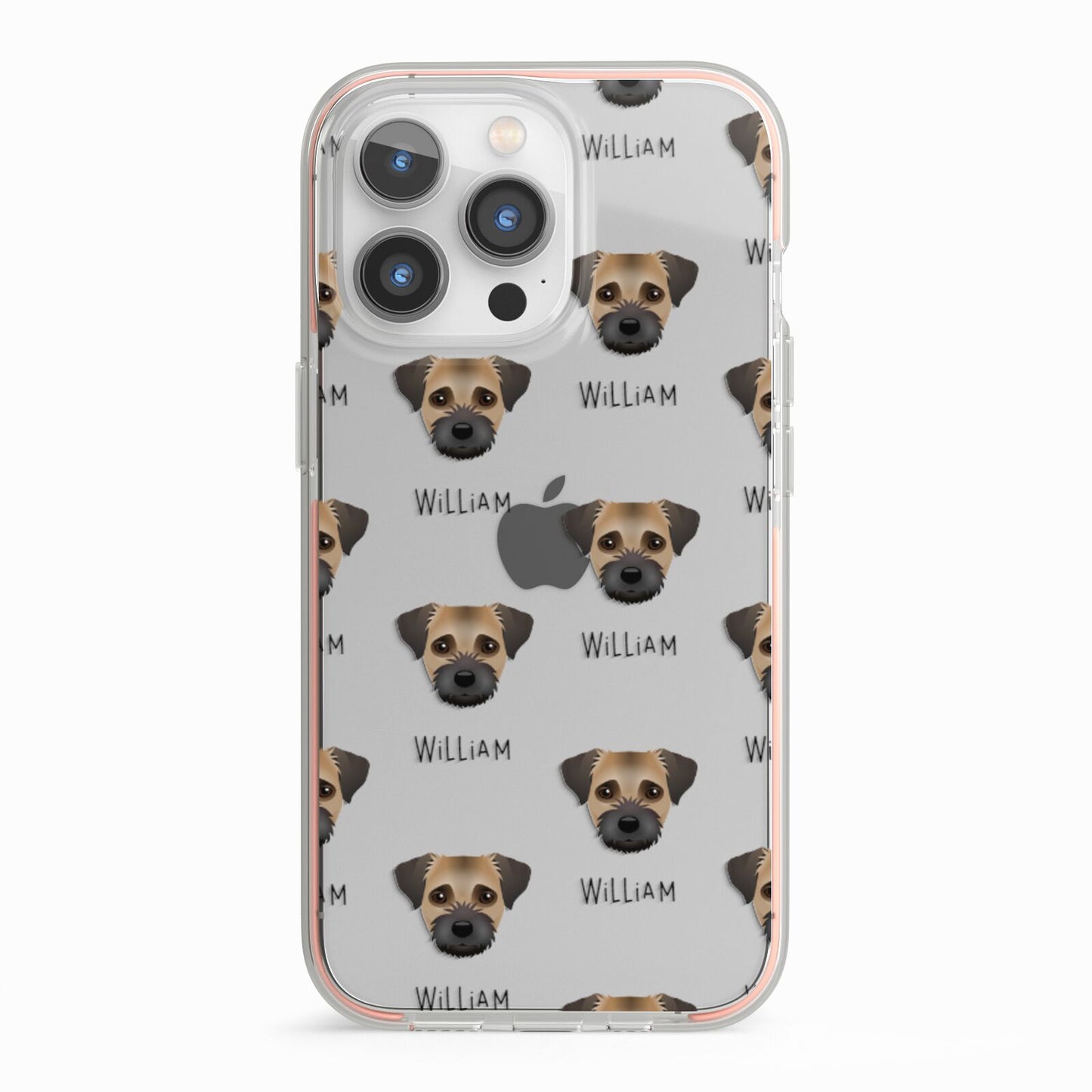 Border Terrier Icon with Name iPhone 13 Pro TPU Impact Case with Pink Edges