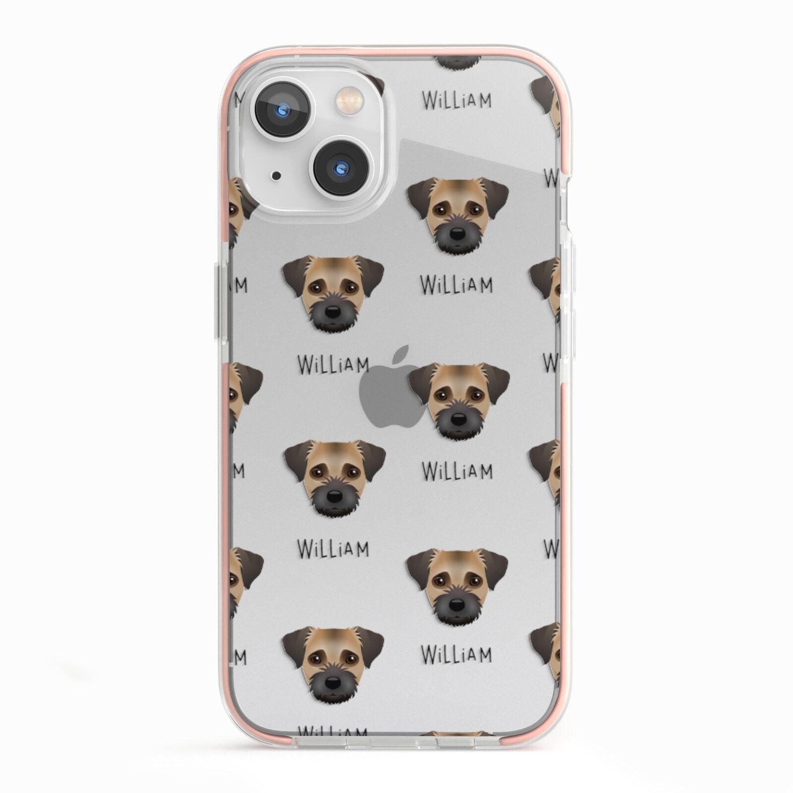 Border Terrier Icon with Name iPhone 13 TPU Impact Case with Pink Edges
