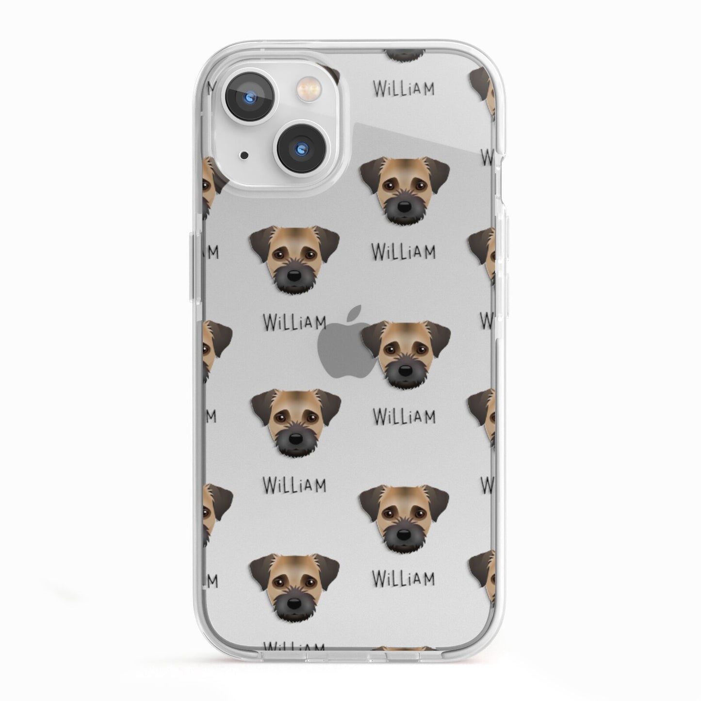 Border Terrier Icon with Name iPhone 13 TPU Impact Case with White Edges