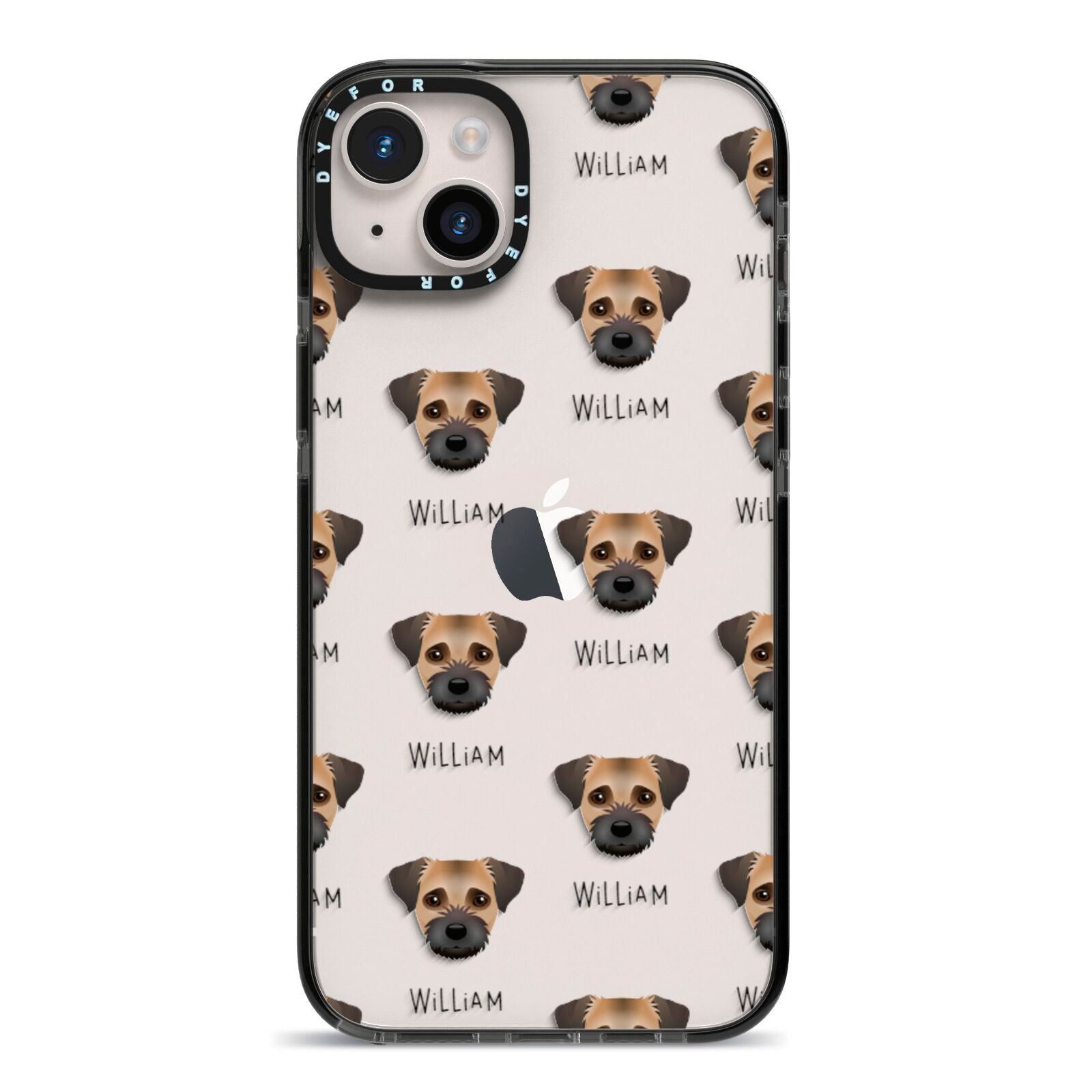 Border Terrier Icon with Name iPhone 14 Plus Black Impact Case on Silver phone