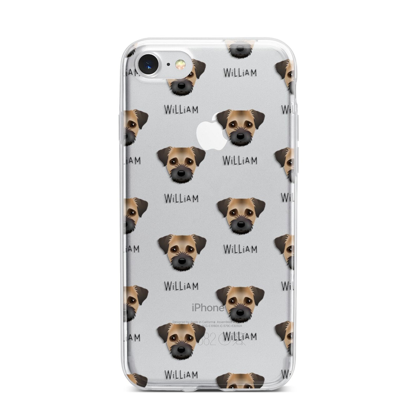 Border Terrier Icon with Name iPhone 7 Bumper Case on Silver iPhone