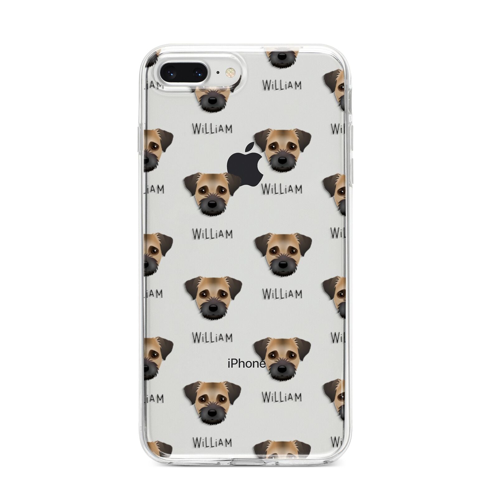 Border Terrier Icon with Name iPhone 8 Plus Bumper Case on Silver iPhone