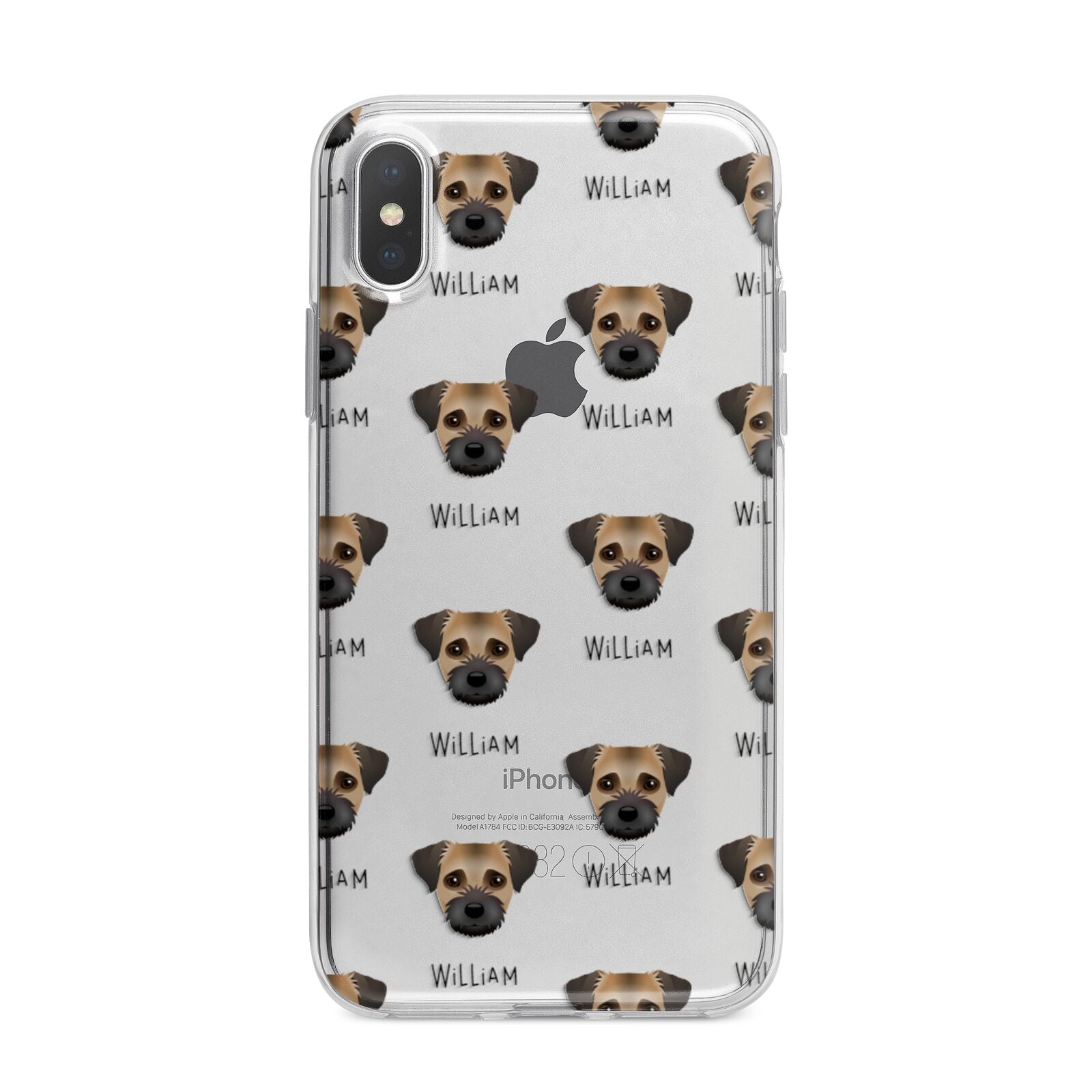 Border Terrier Icon with Name iPhone X Bumper Case on Silver iPhone Alternative Image 1