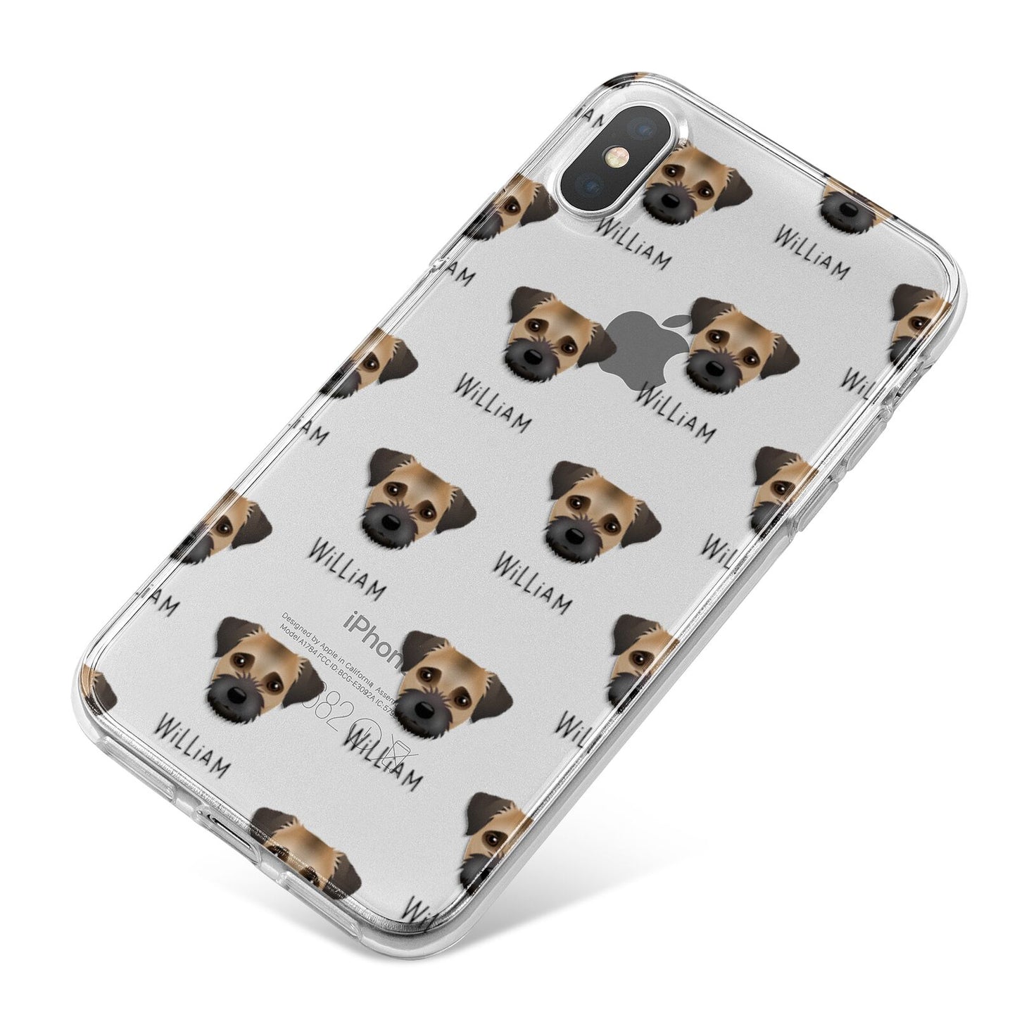 Border Terrier Icon with Name iPhone X Bumper Case on Silver iPhone
