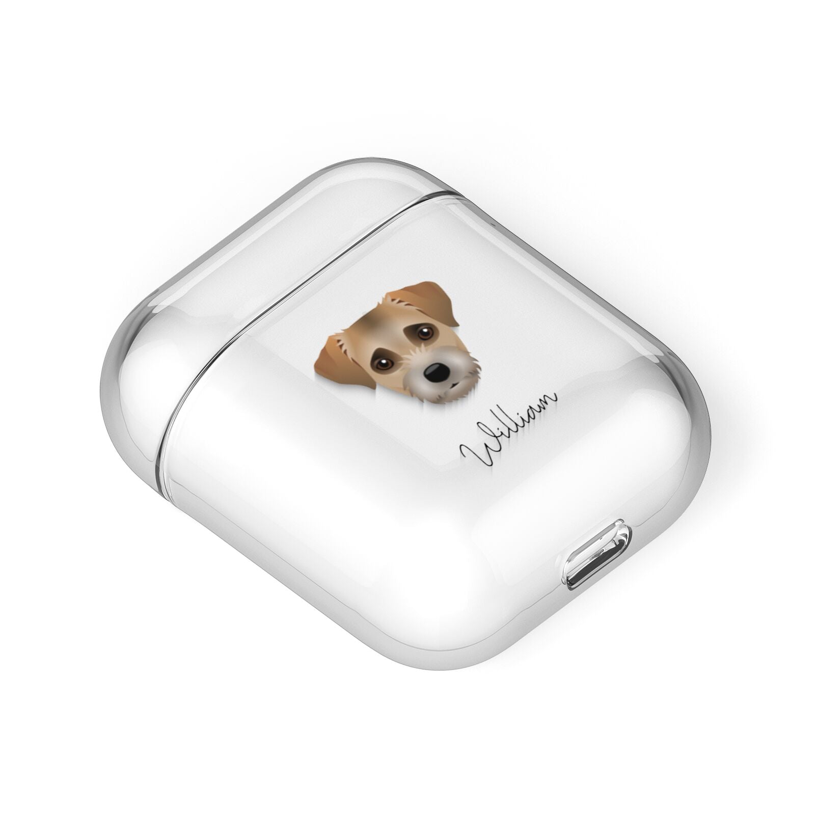 Border Terrier Personalised AirPods Case Laid Flat