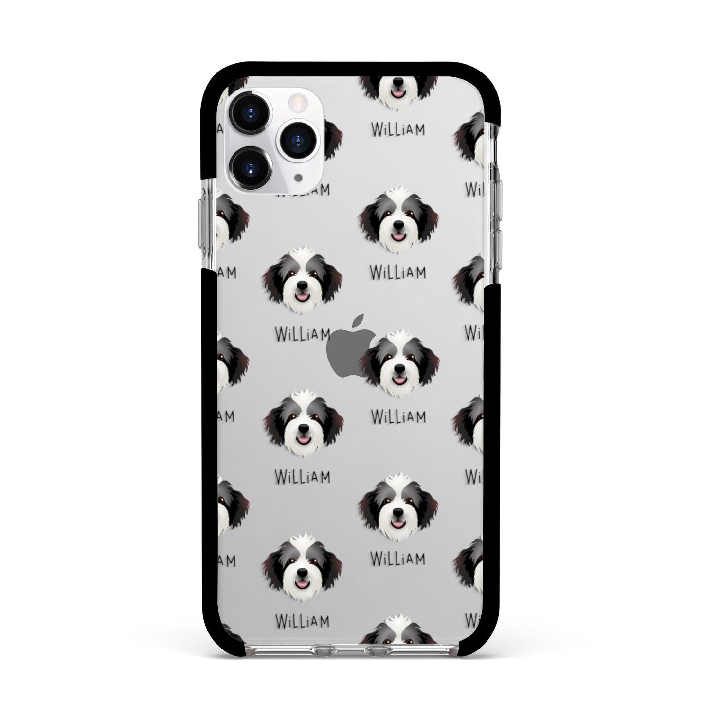 Bordoodle Icon with Name Apple iPhone 11 Pro Max in Silver with Black Impact Case