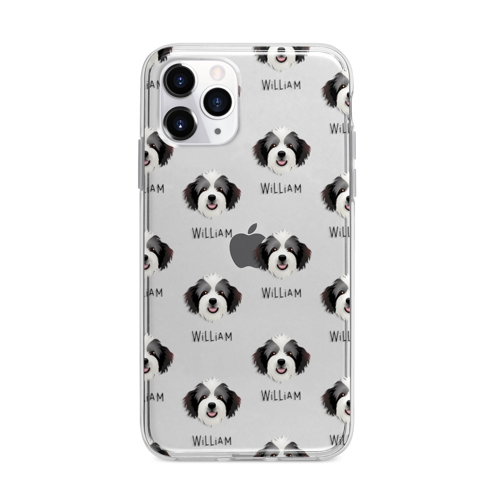 Bordoodle Icon with Name Apple iPhone 11 Pro Max in Silver with Bumper Case