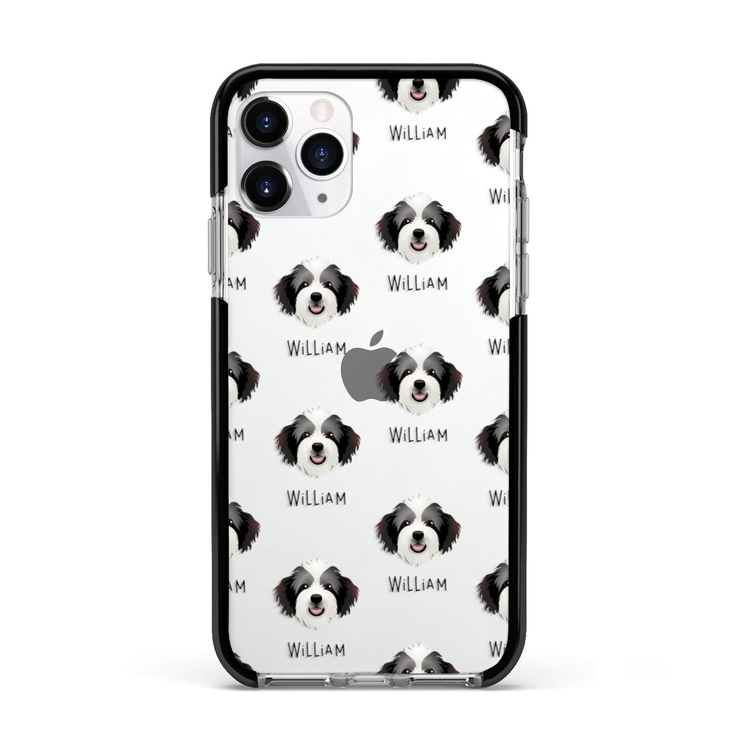 Bordoodle Icon with Name Apple iPhone 11 Pro in Silver with Black Impact Case