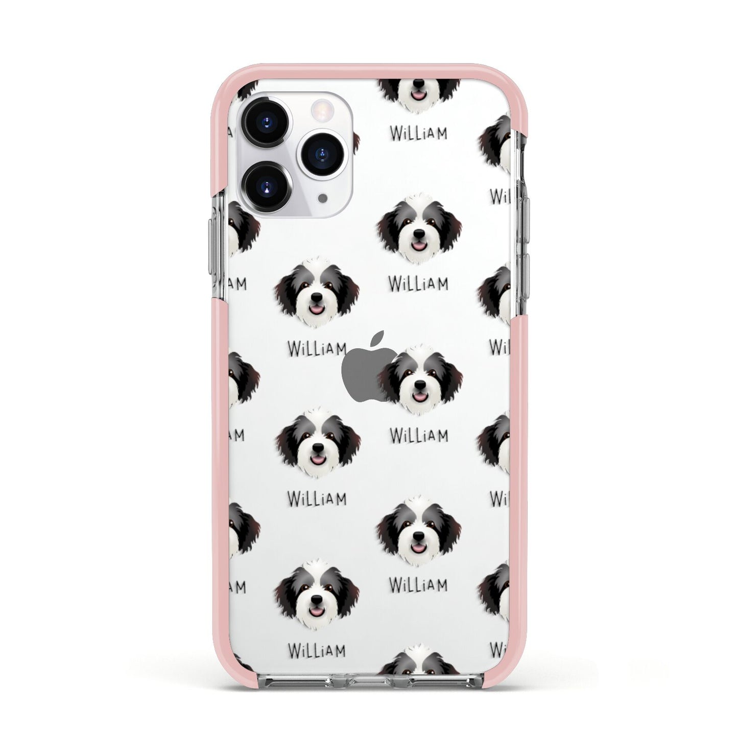 Bordoodle Icon with Name Apple iPhone 11 Pro in Silver with Pink Impact Case