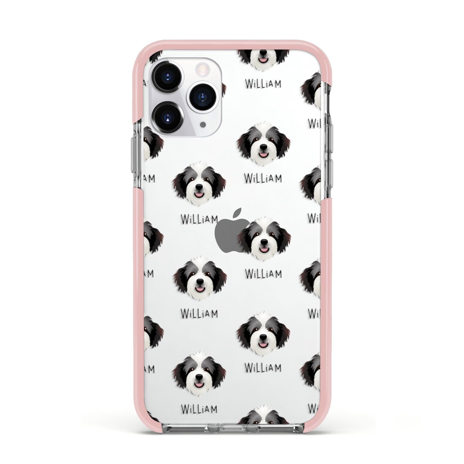 Bordoodle Icon with Name Apple iPhone 11 Pro in Silver with Pink Impact Case