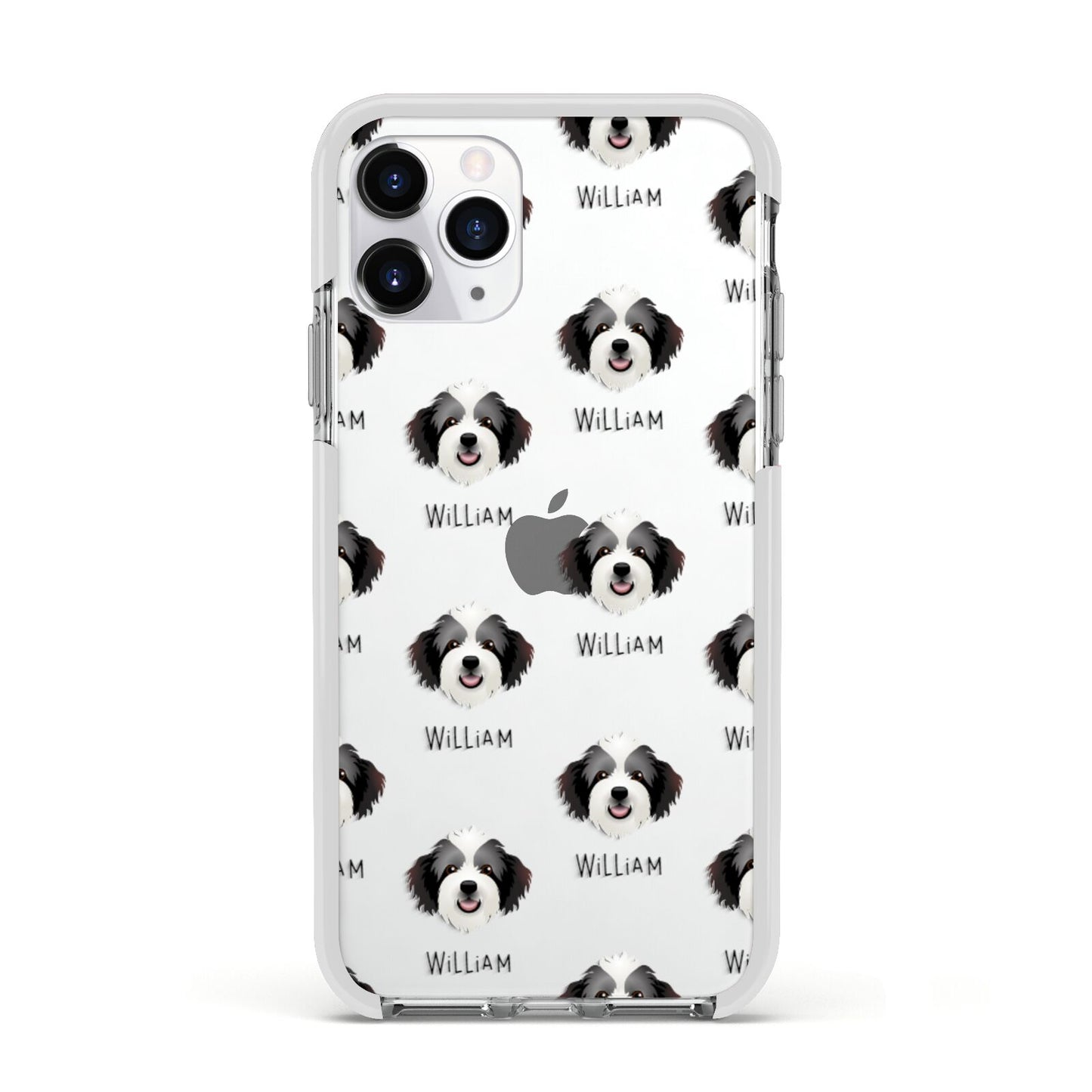 Bordoodle Icon with Name Apple iPhone 11 Pro in Silver with White Impact Case