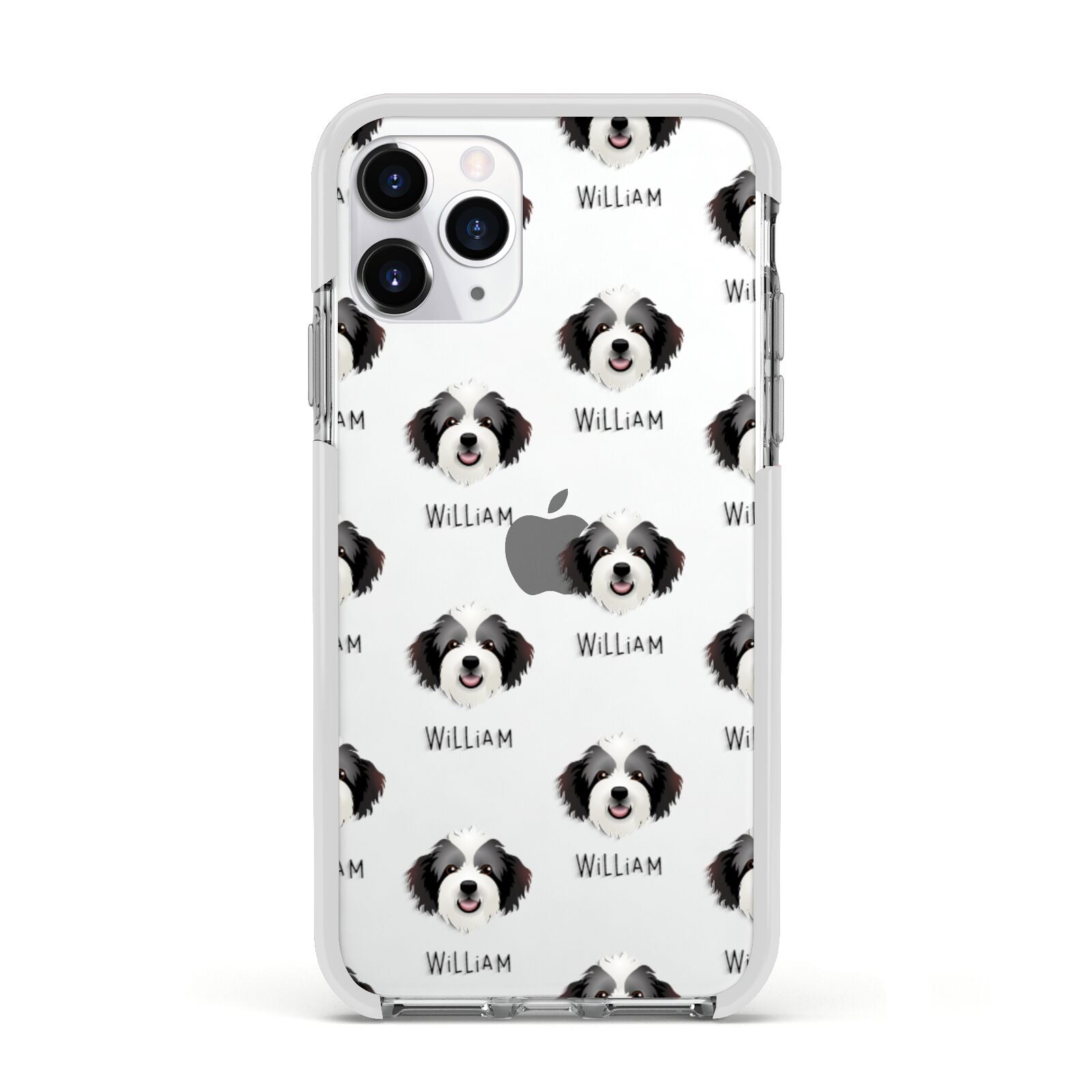 Bordoodle Icon with Name Apple iPhone 11 Pro in Silver with White Impact Case