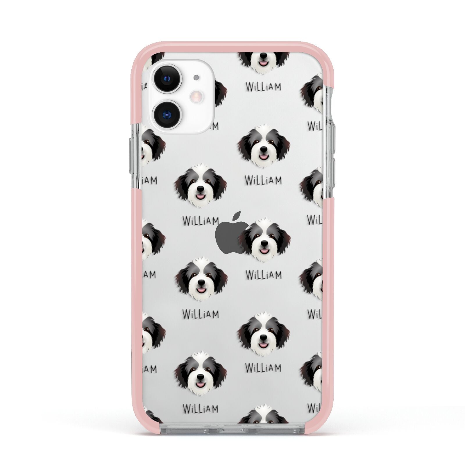Bordoodle Icon with Name Apple iPhone 11 in White with Pink Impact Case