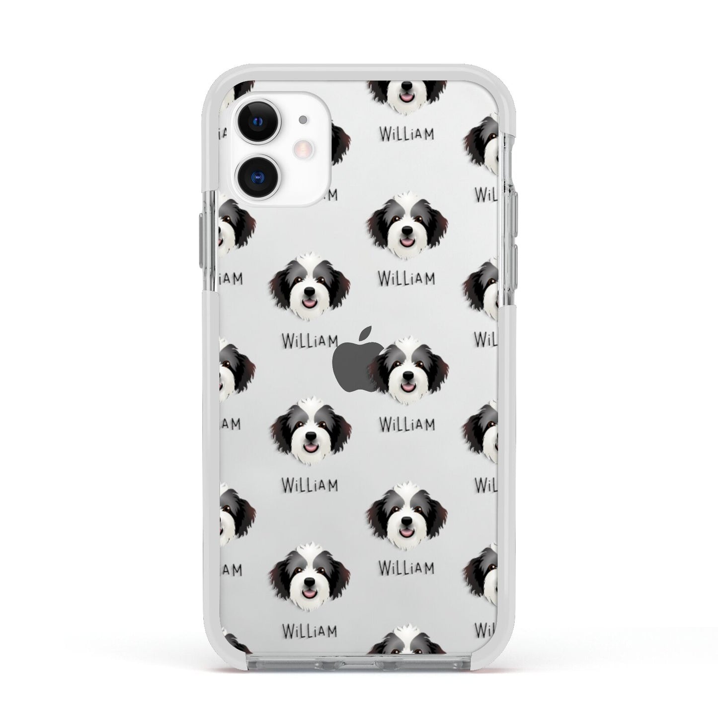 Bordoodle Icon with Name Apple iPhone 11 in White with White Impact Case