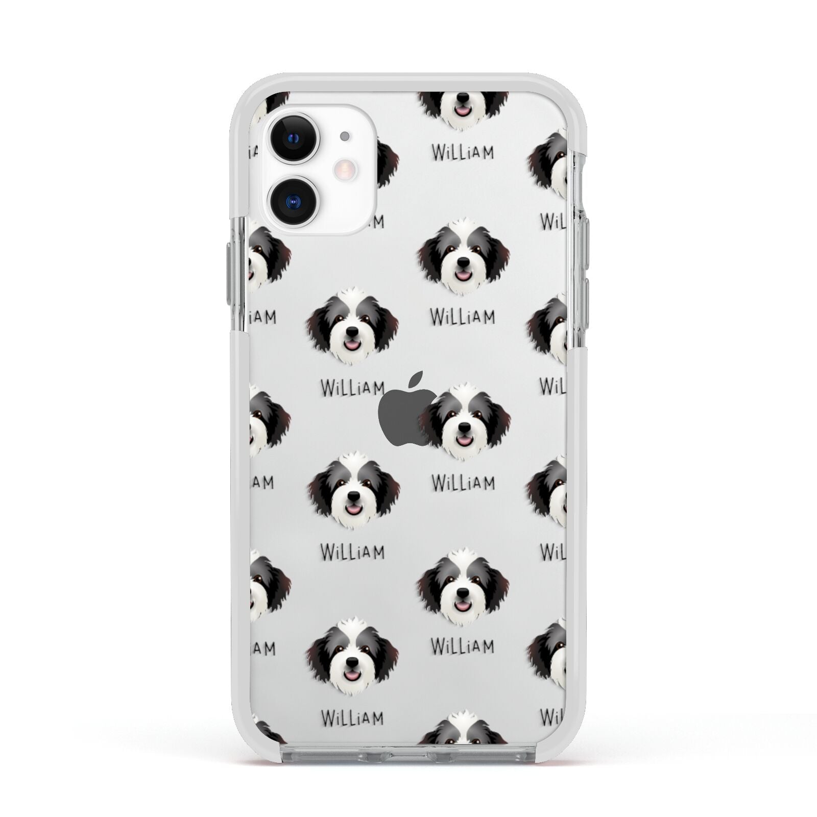 Bordoodle Icon with Name Apple iPhone 11 in White with White Impact Case