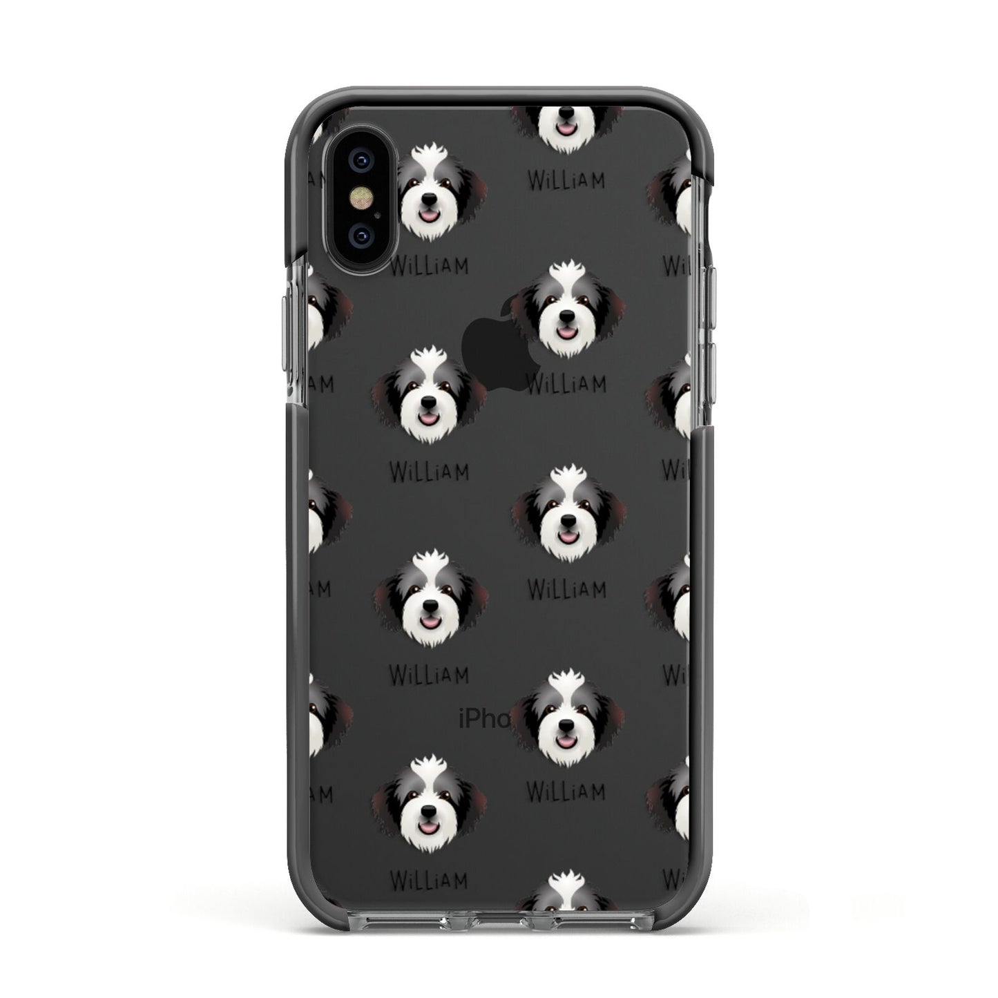 Bordoodle Icon with Name Apple iPhone Xs Impact Case Black Edge on Black Phone