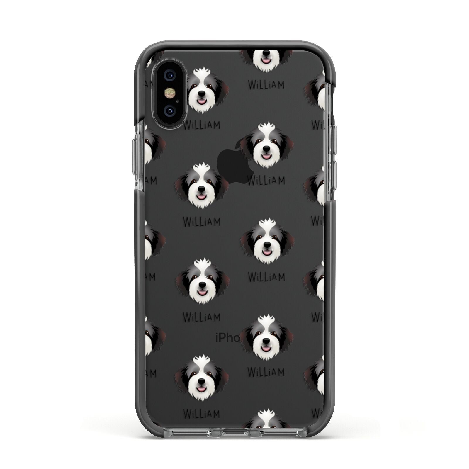 Bordoodle Icon with Name Apple iPhone Xs Impact Case Black Edge on Black Phone