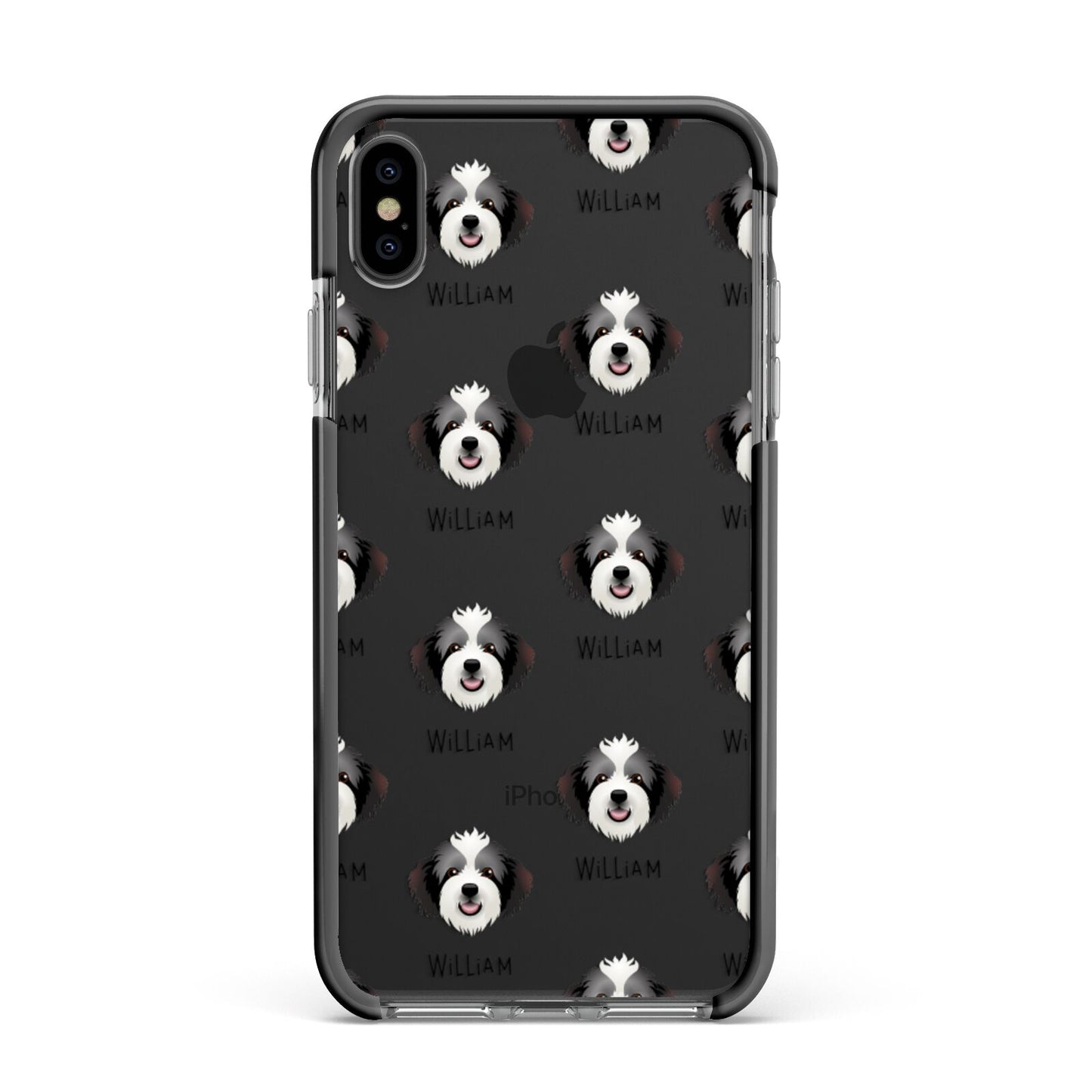 Bordoodle Icon with Name Apple iPhone Xs Max Impact Case Black Edge on Black Phone
