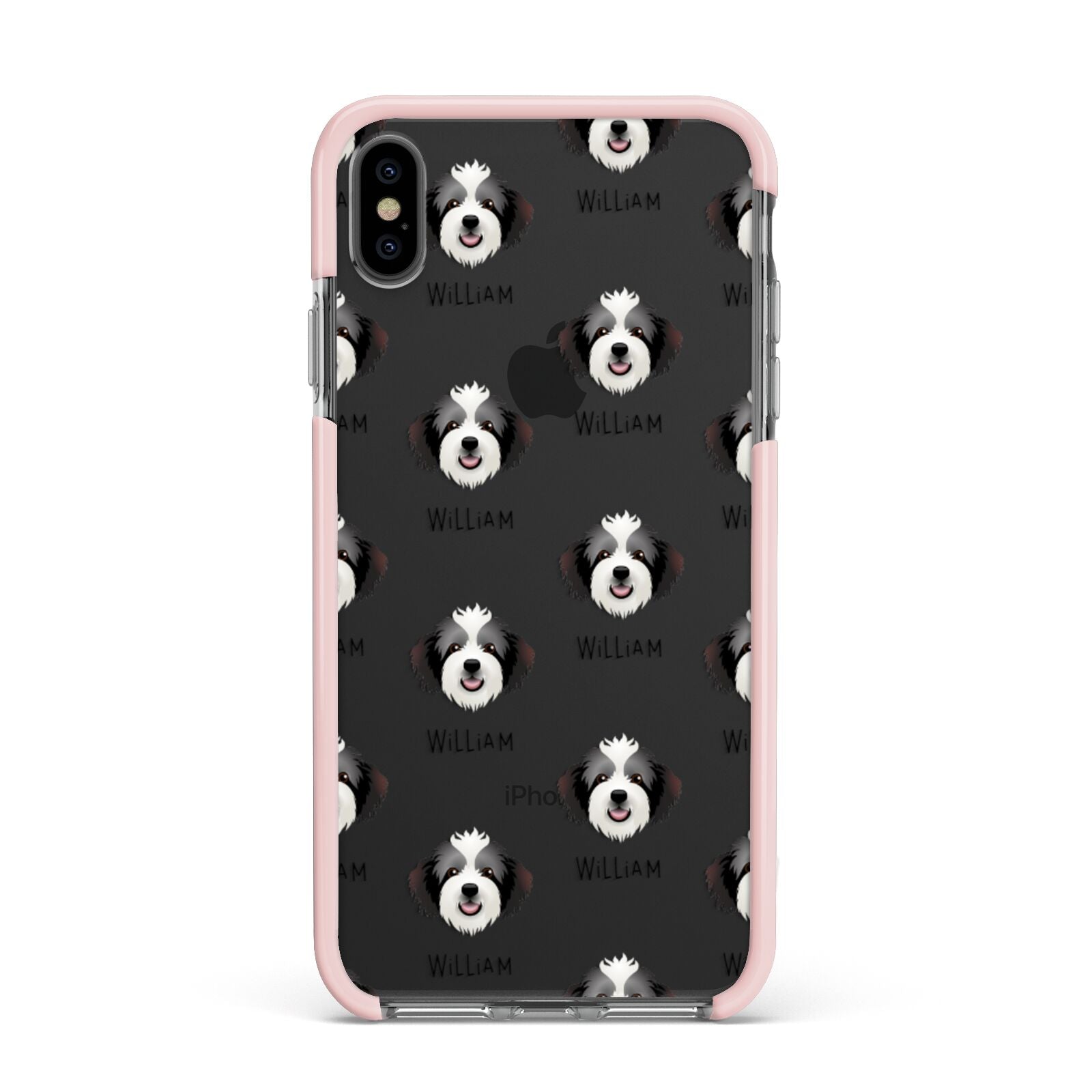 Bordoodle Icon with Name Apple iPhone Xs Max Impact Case Pink Edge on Black Phone